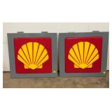 (2) SHELL PLASTIC SIGNS W/METAL FRAMES 