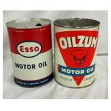 1QT OILZUM AND ESSO CANS
