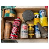 BOX VARIOUS OIL CANS AND OTHERS