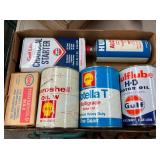BOX VARIOUS OIL CANS AND OTHERS