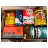 BOX VARIOUS OIL CANS AND OTHERS