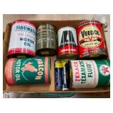 BOX VARIOUS OIL CANS AND OTHERS