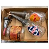 GLASS OIL BOTTLES AND OTHERS