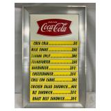 LEXAN FRAMED EMB. COCA COLA MENU