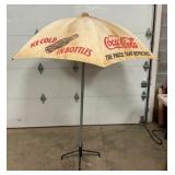 EARLY ORG. COCA-COLA UMBRELLA W/STAND