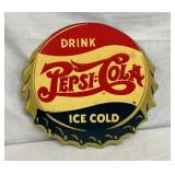 EMB. 13IN SST PEPSI DOUBLE DOT CAP SIGN