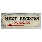 WOODEN NEXT ARROW SIGN 18X6