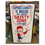 ENAMEL SAFETY ZONE SIGN
