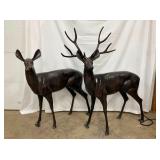 CAST ALUM. 4FT. BUCK AND DOE STATUES