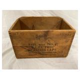 EARLY WOODEN ELE. BLASTING CAPS BOX