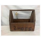 EARLY WOODEN SHOE SHINE CARRIER
