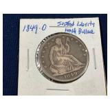 LOT 543 1849 O 50C SEATED LIBERTY