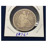 LOT 544 1876 SILVER 50C SEATED LIBERTY