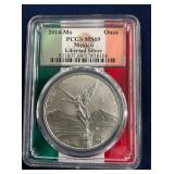 LOT 575 2014 1 OZ MS69 SILVER LIBERTAD