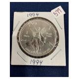 LOT 577 1994 1 OZ SILVER LIBERTAD