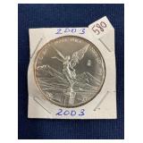 LOT 580 2003 1 OZ SILVER LIBERTAD