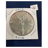 LOT 581 2012 1 OZ SILVER LIBERTAD