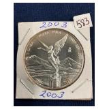 LOT 583 2003 1 OZ SILVER LIBERTAD