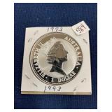LOT 584 1993 1 OZ SILVER KOOKABURRA