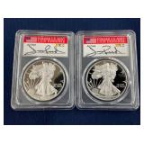LOT 595 (2) 2017W PR70 SILVER EAGLES