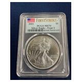 LOT 596 2021 MS70 SILVER EAGLE TYPE 1