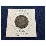 LOT 605 1828 HALF CENT