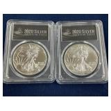 LOT 607 (2) 2020 PS70 SILVER EAGLES