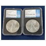 LOT 609 (2) 2023 W MS70 SILVER EAGLES
