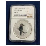 LOT 614 2005 MS70 SILVER KOOKABURRA