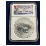 LOT 615 2014P MS70 SILVER SALT CROCODILE