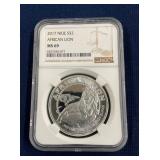 LOT 616 2017 $2 MS69 1 OZ SILVER LION
