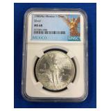 LOT 671 1985 1 OZ SILVER MS68 LIBERTAD