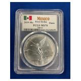 LOT 675 2019 1 OZ SILVER MS70 LIBERTAD
