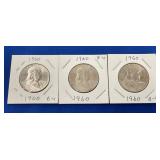 LOT 685 (3) 1960 FRANKLIN HALVES