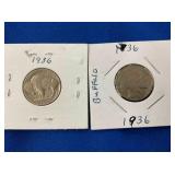 LOT 698 (2) 1936 BUFFALO NICKELS