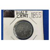 LOT 711 1855 HALF CENT