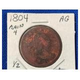 LOT 733 1804 STEMLESS 1/2C