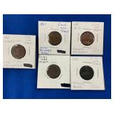 LOT 734 (5) CIVIL WAR TOKENS 1863