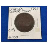 LOT 748 1793 BERMUDA COPPER PENNY