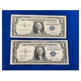 LOT 763 (2) $1 BLUE SEALS 1935C, 1957