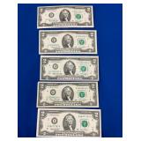 LOT 764 (5) $2 BILLS