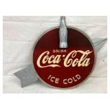 COKE KEY ARROW SIGN W/ BOTTLE 26X19