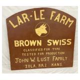 MASONITE LAR-LE FARMS BROWN SWISS SIGN 