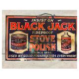 BLACK JACK STOVE POLISH CARDBOARD SIGN