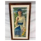 FRAMED COKE CALENDAR AD.