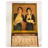 1935 INCOMPLETE CALENDAR WRIGLEYS