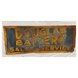 HEAVY EMB. DOUGLAS BATTERY SIGN 40X16