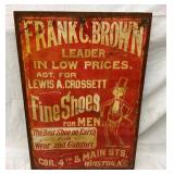 RARE FRANK C. BROWN FINE SHOES SIGN