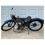 EARLY BLUE SIMPLEX GAS POWERED MOTORCYCLE 
