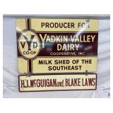 DST 2PC. YADKIN VALLEY DAIRY SIGN